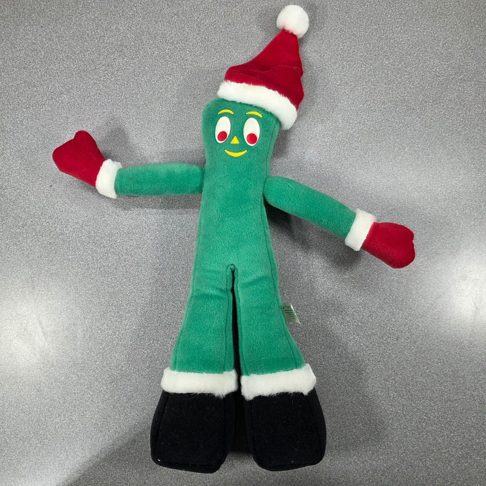 Trendmasters Gumby Christmas Plush 18" Green Excellent Santa Hat Holiday‎ 1996